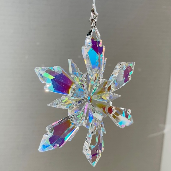 Crystal Snowflake Sun Catcher Christmas Tree Decor Czech Bohemia Crystal Gift - Picture 6 of 10